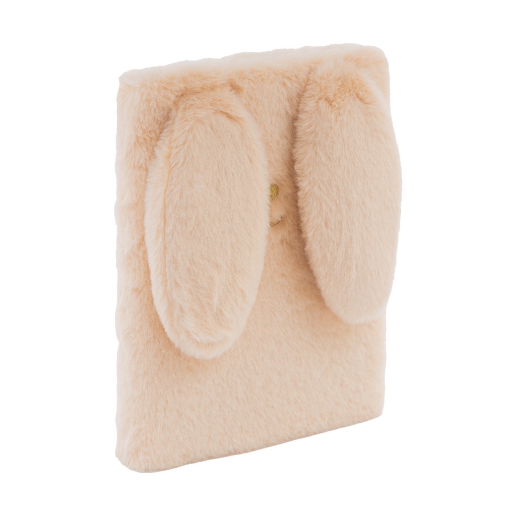 Denník s kľúčikom Fluffy Bunny Beige A5 – plyšový zápisník 96 listov