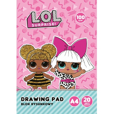 Kresliaci blok L.O.L. A4 – papier 100 g, 20 listov pre deti na kreslenie