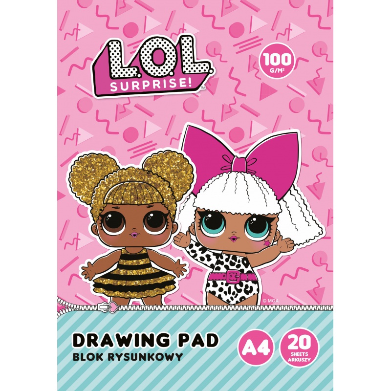 Kresliaci blok L.O.L. A4 – papier 100 g, 20 listov pre deti na kreslenie