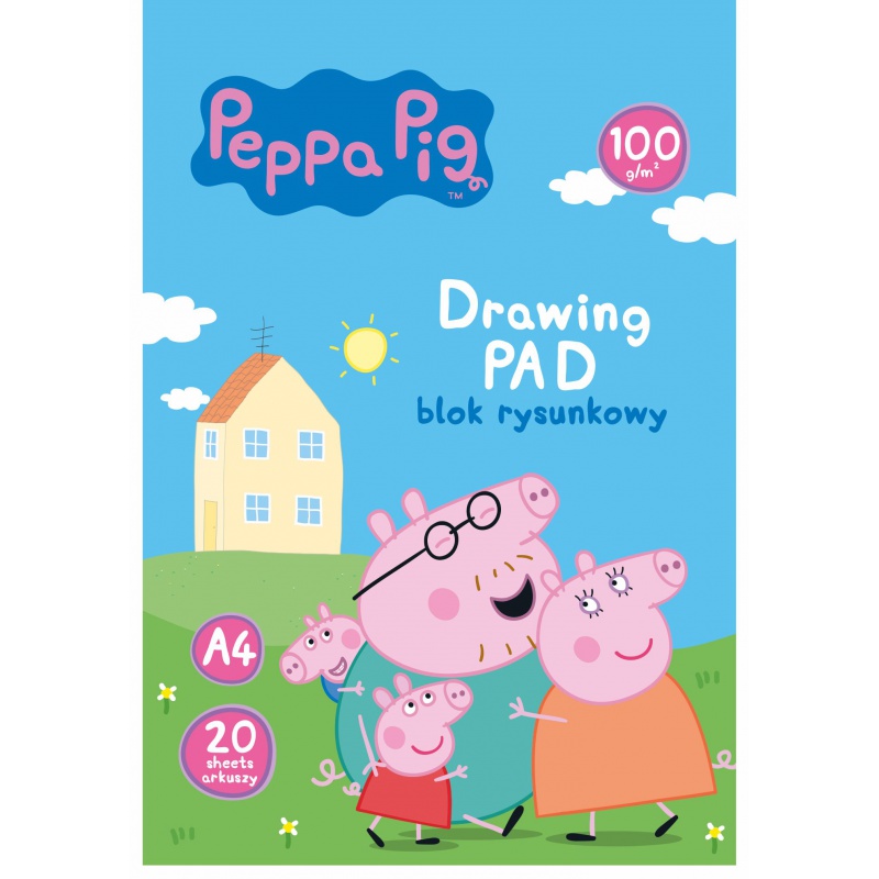 Kreslící blok Peppa Pig A4 – papír 100 g, 20 listů pro děti na kreslení