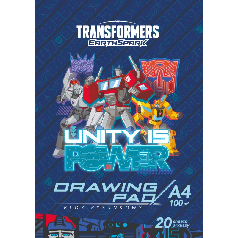 Kresliaci blok Transformers A4 – papier 100 g, 20 listov pre deti