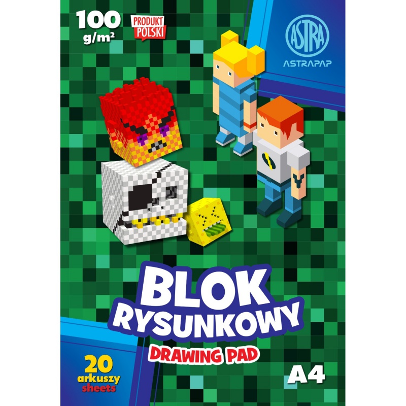 Kreslící blok ASTRAPAP Pixel A4 – papír 100 g, 20 listů pro děti