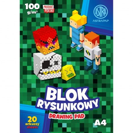 Kreslící blok ASTRAPAP Pixel A4 – papír 100 g, 20 listů pro děti