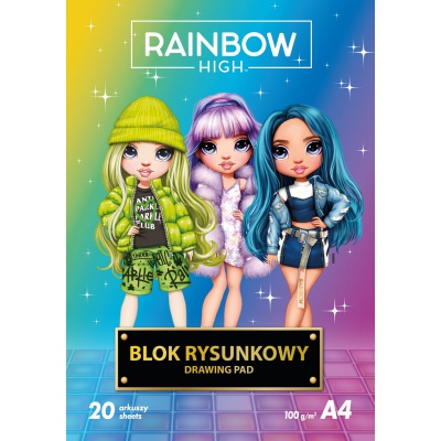 Kresliaci blok Rainbow High A4 – papier 100 g, 20 listov pre deti