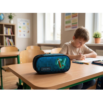 Jednokomorový peračník / puzdro AstraBAG Blue Pixel, AC6, 503026038
