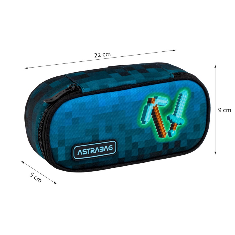 Jednokomorový penál / pouzdro AstraBAG Blue Pixel, AC6, 503026038
