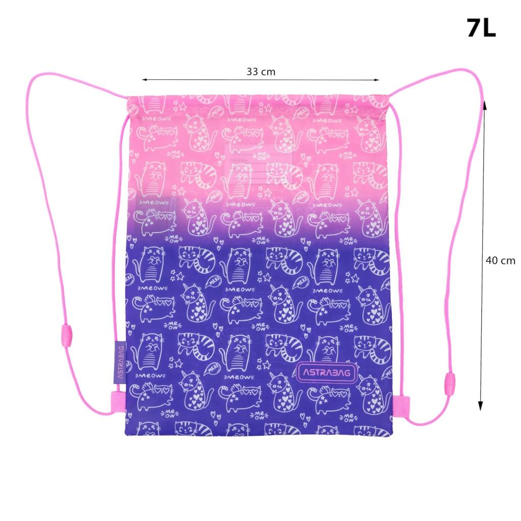 Kapsa na přezůvky AstraBAG Kitty AD1 – školní kapsa na záda