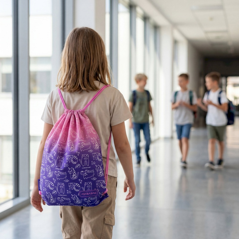 Kapsa na přezůvky AstraBAG Kitty AD1 – školní kapsa na záda