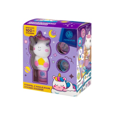ASTRAFUN Unicorn razítko se 100 nálepkami a sešitem