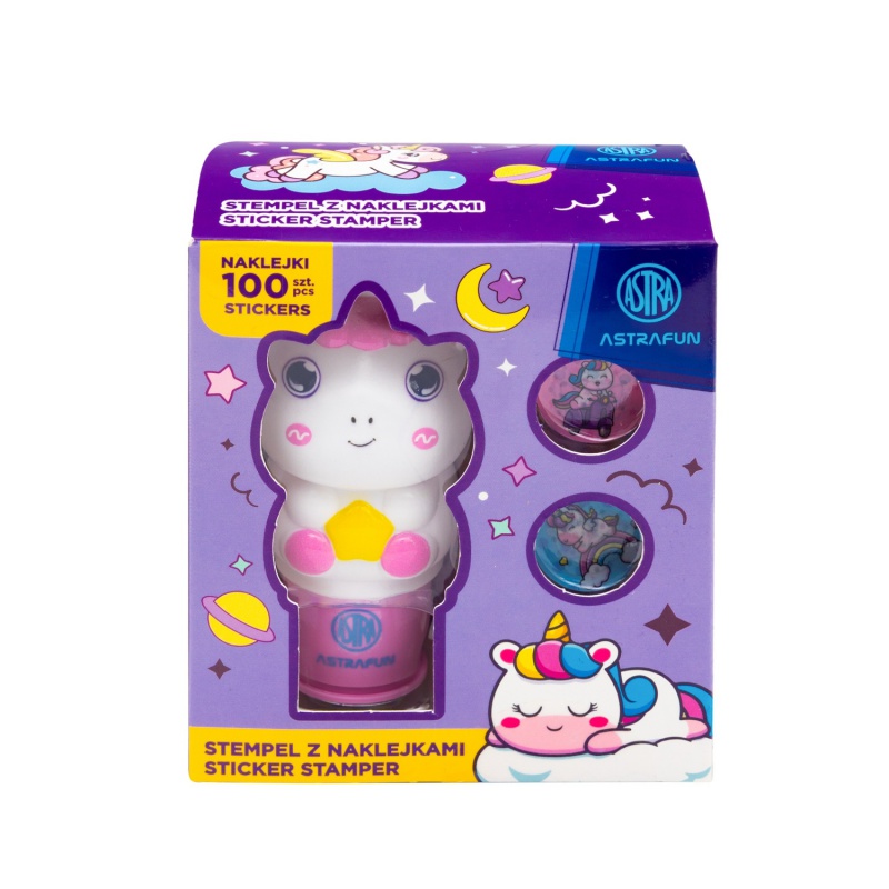 ASTRAFUN Unicorn razítko se 100 nálepkami a sešitem