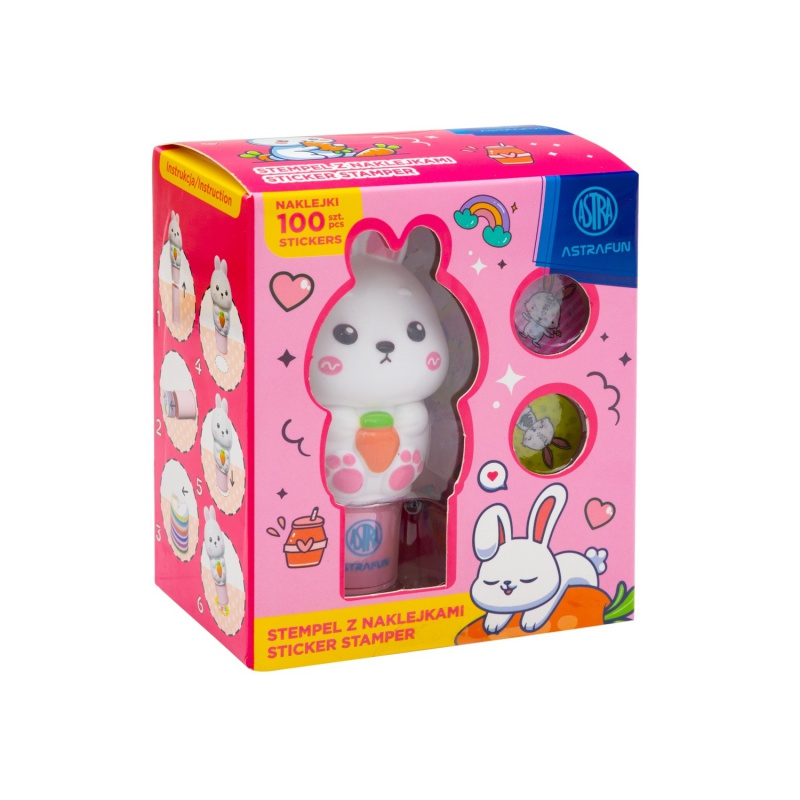 ASTRAFUN Bunny razítko se 100 nálepkami a sešitem