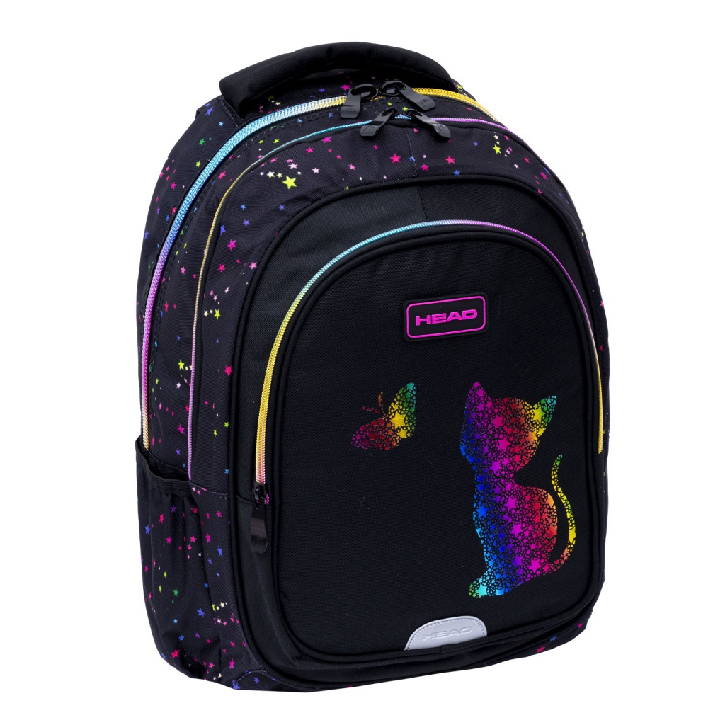 Školský batoh HEAD GOLDEN EFFECT RAINBOW KITTY AB300 ergonomický batoh s priehradkou na notebook