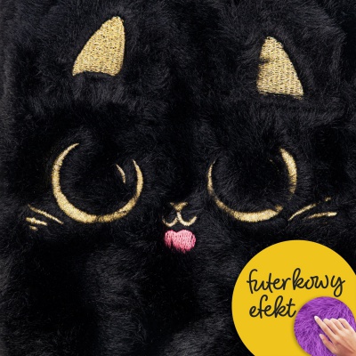 Vyklápěcí penál AstraBAG Fluffy Kitty Black, 503025070
