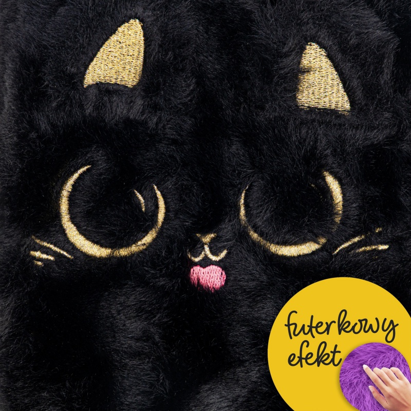 Vyklápěcí penál AstraBAG Fluffy Kitty Black, 503025070