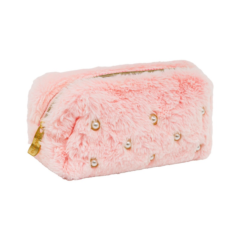 Plyšové puzdro AstraBAG Fluffy Pearl Pink na drobnosti