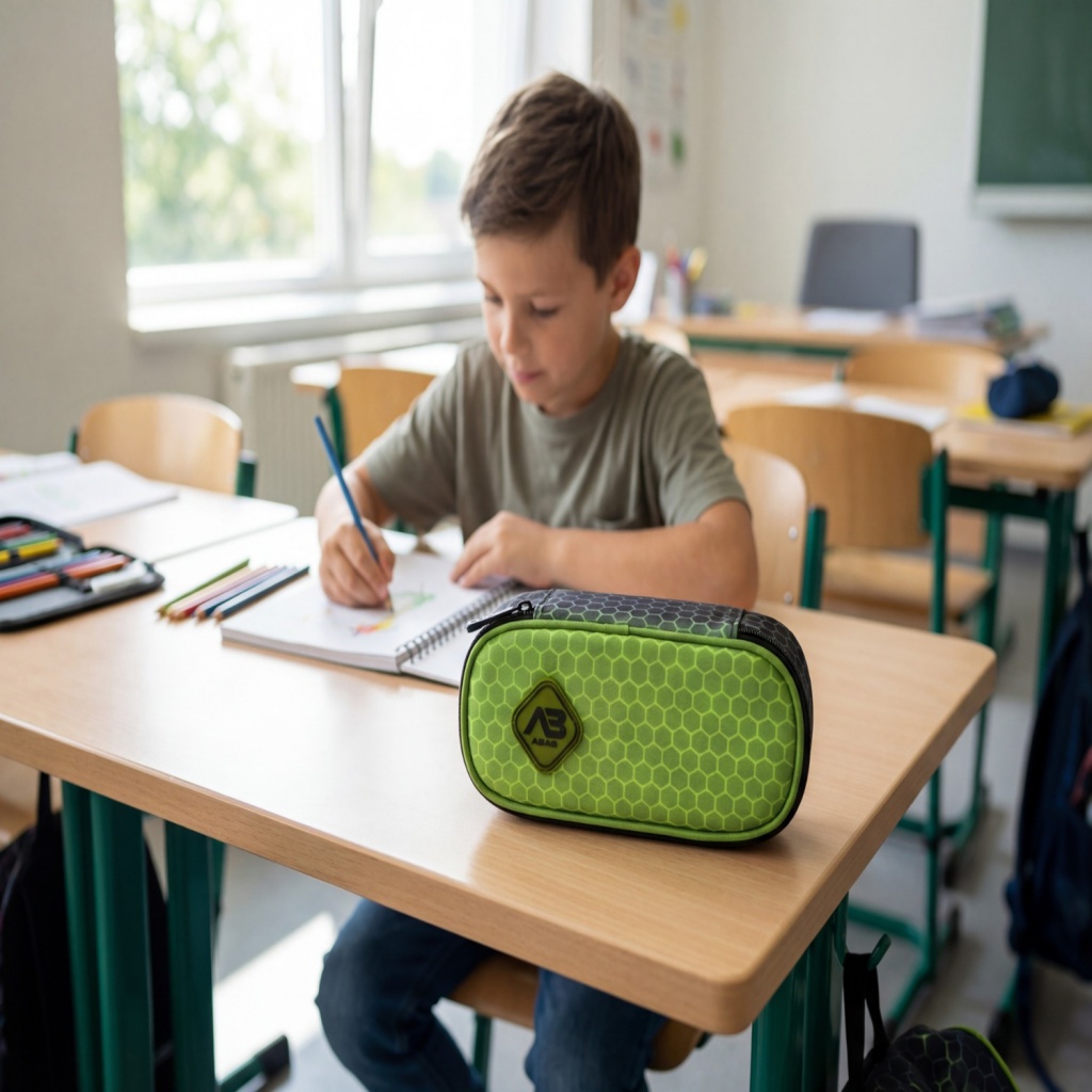 Školní penál ABAG Hexagon Green Ombre AC6 503026053