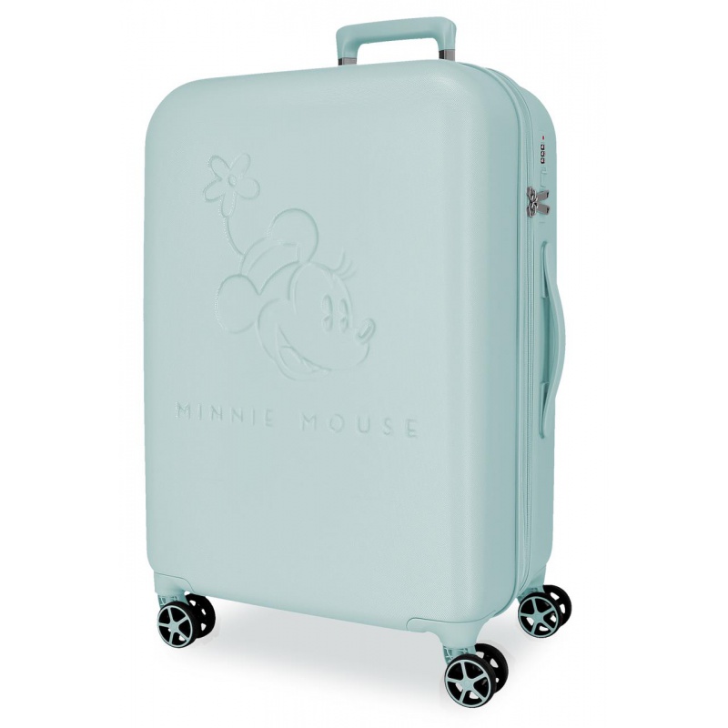 Dětský kufr Minnie Mouse Traveling zaujme jemným tyrkysovým provedením a elegantním reliéfním motivem Minnie Mouse. Praktický v