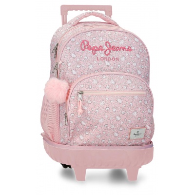Školský batoh na kolieskach Pepe Jeans Mia Rosa Claro 43 cm