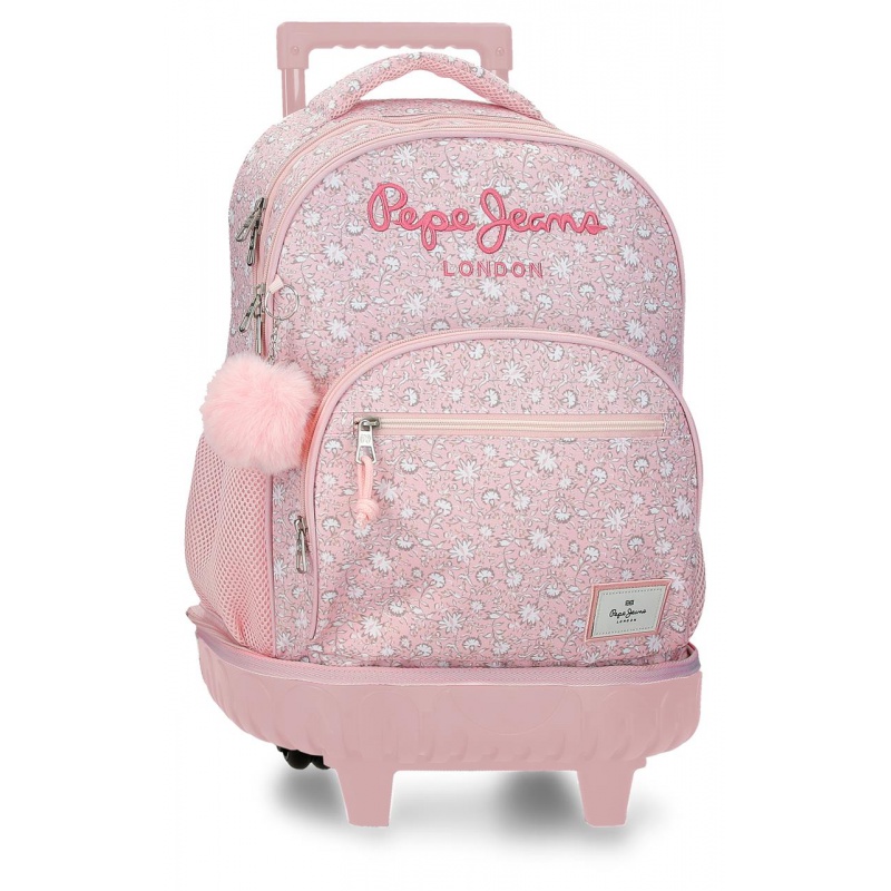 Školský batoh na kolieskach Pepe Jeans Mia Rosa Claro 43 cm