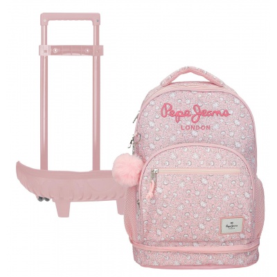 Školský batoh na kolieskach Pepe Jeans Mia Rosa Claro 43 cm