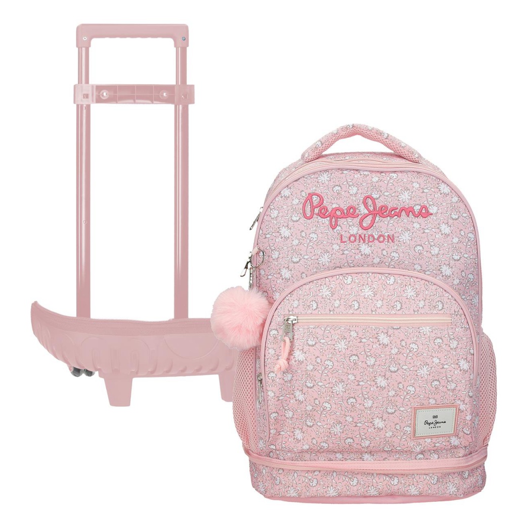Školský batoh na kolieskach Pepe Jeans Mia Rosa Claro 43 cm