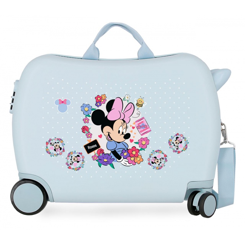 Dětský kufr odrážedlo Minnie Flowers Blue 34 l