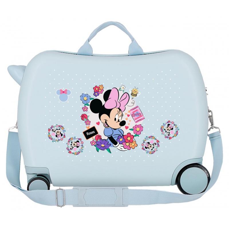 Dětský kufr odrážedlo Minnie Flowers Blue 34 l