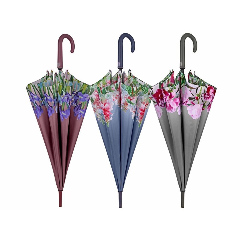 Elegantní dámský automatický deštník Perletti Time Flowers ve fialovém provedení zaujme romantickým květinovým lemem a nadčasový