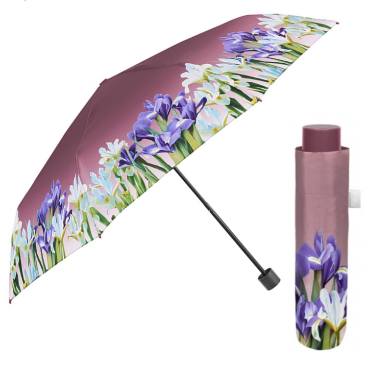 Dámský mini manuální deštník Perletti Time Flowers fialový