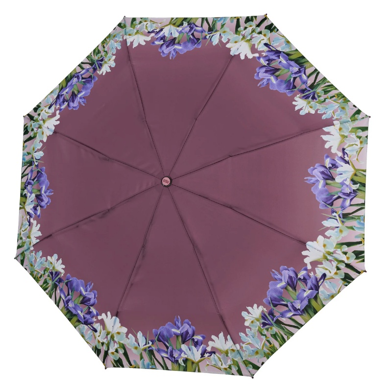 Dámsky plnoautomatický dáždnik Perletti Time Flowers sivý