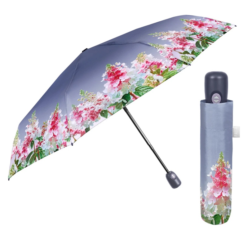 Dámský plnoautomatický deštník Perletti Time Flowers modrý