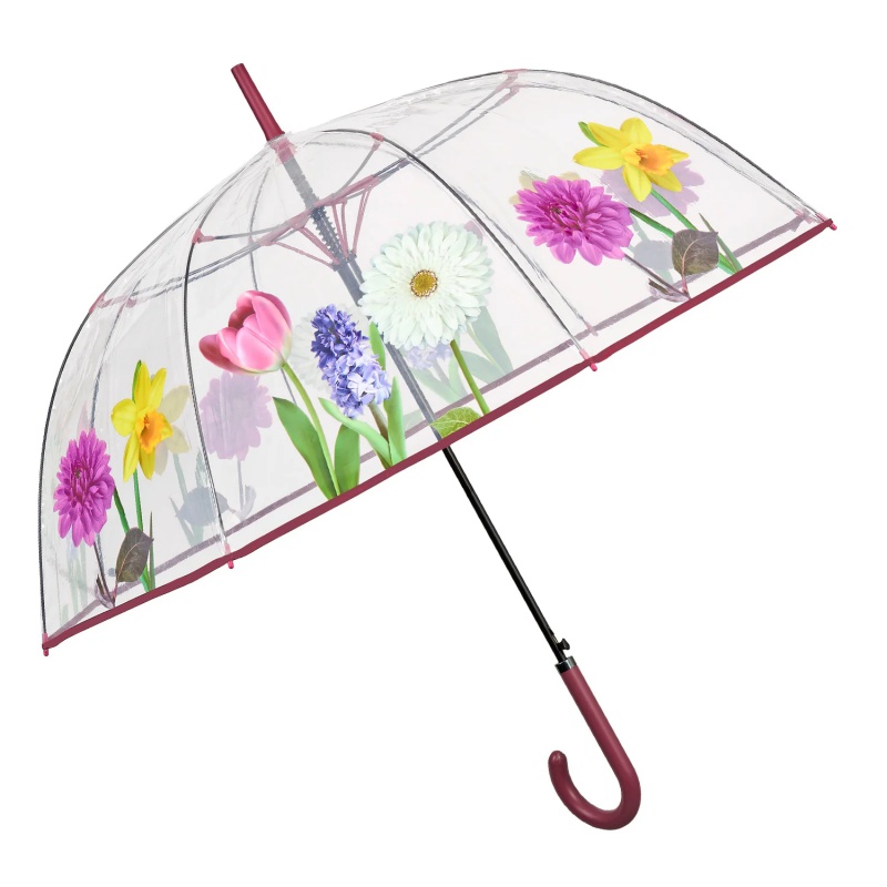 Dámský transparentní automatický deštník Perletti Time Floral