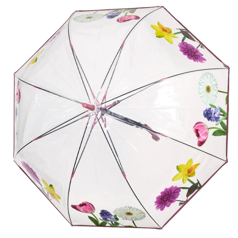Dámsky transparentný automatický dáždnik Perletti Time Floral