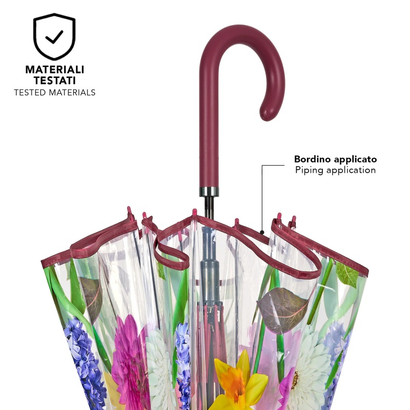Dámský transparentní automatický deštník Perletti Time Floral