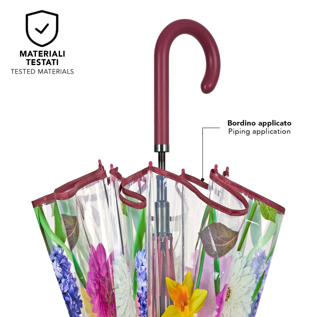 Dámský transparentní automatický deštník Perletti Time Floral