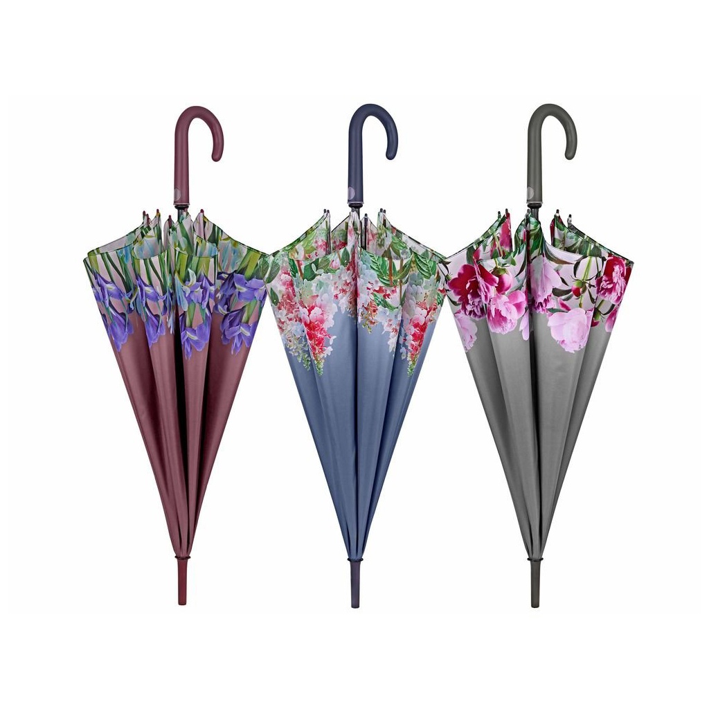 Dámsky automatický dáždnik Perletti Green Tulips modrý