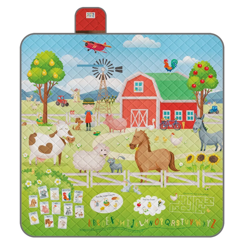 Detská pikniková deka Perletti Kids Zone Farma 200x200 cm