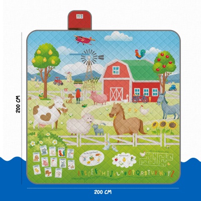 Detská pikniková deka Perletti Kids Zone Farma 200x200 cm