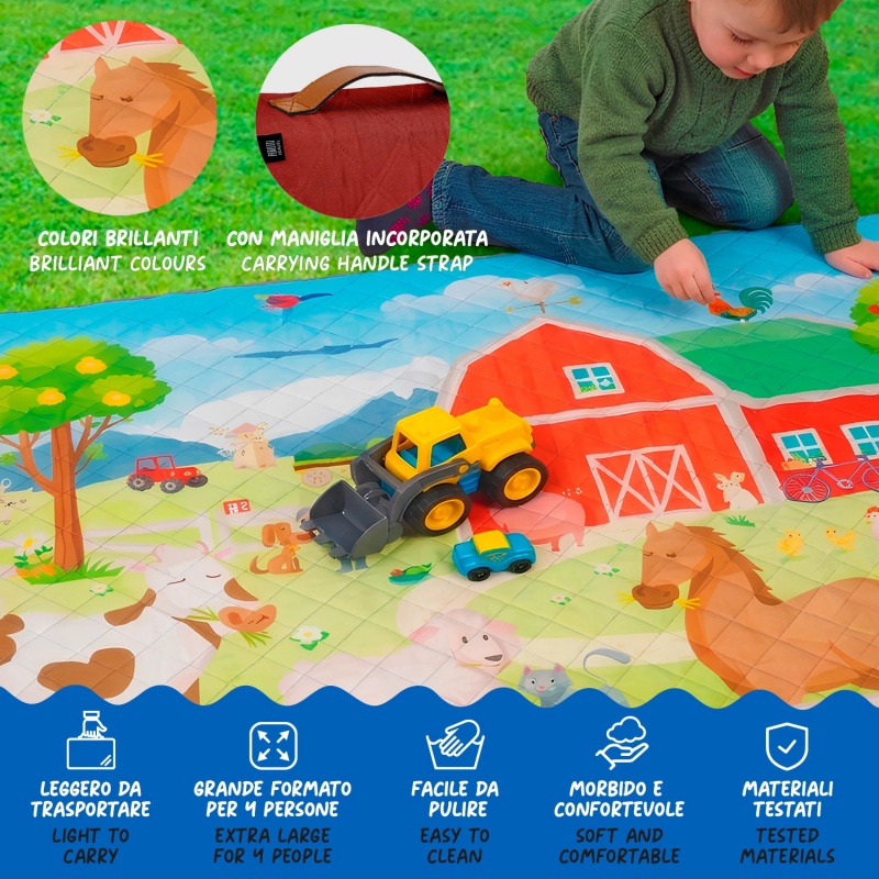 Detská pikniková deka Perletti Kids Zone Farma 200x200 cm