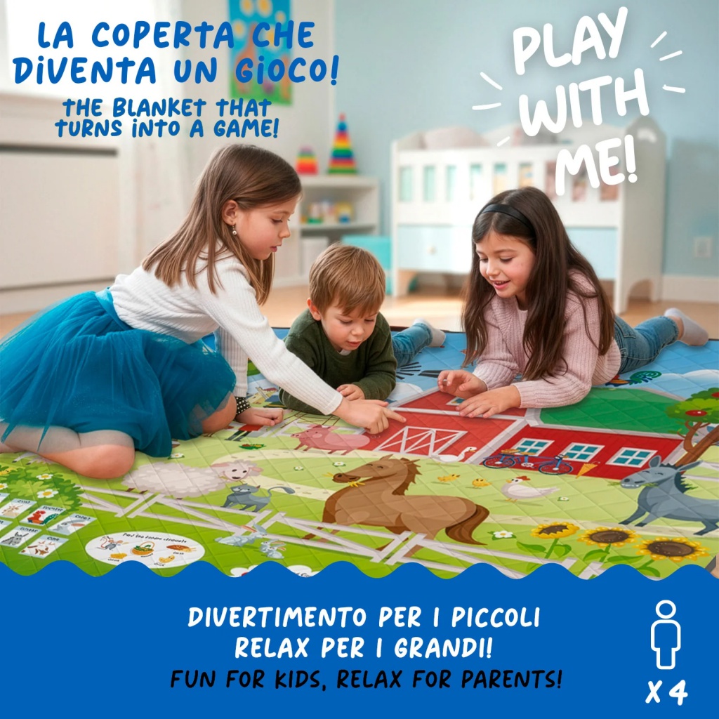 Detská pikniková deka Perletti Kids Zone Farma 200x200 cm