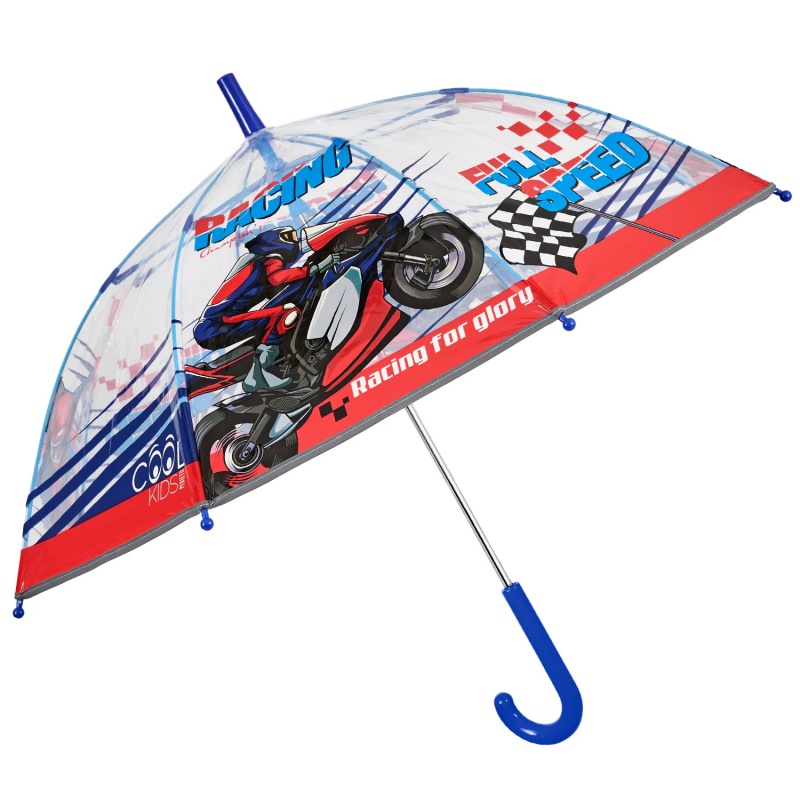 Dětský transparentní deštník Perletti Racing 69 cm