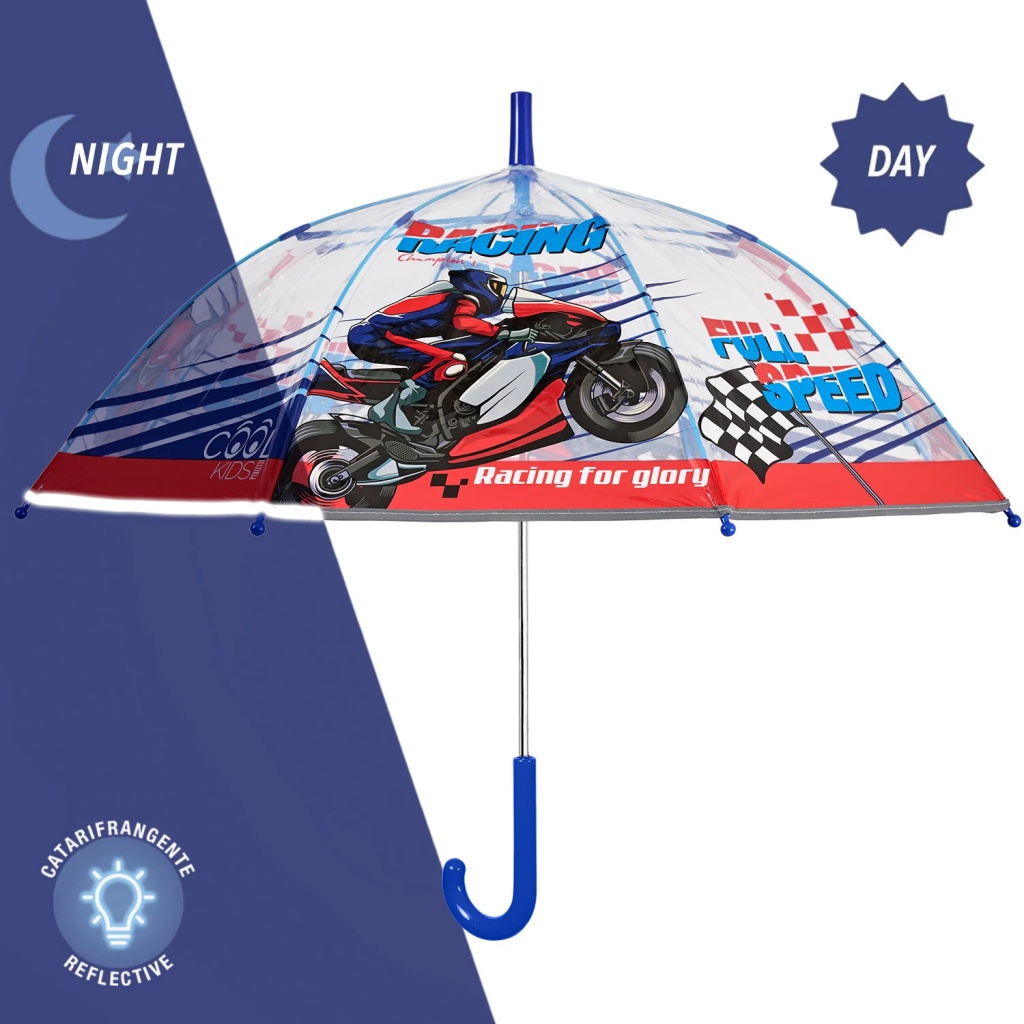 Detský transparentný dáždnik Perletti Racing 69 cm