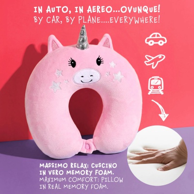 Dětský plyšový batoh Unicorn s cestovním polštářem Perletti růžový