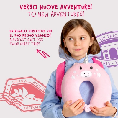 Dětský plyšový batoh Unicorn s cestovním polštářem Perletti růžový