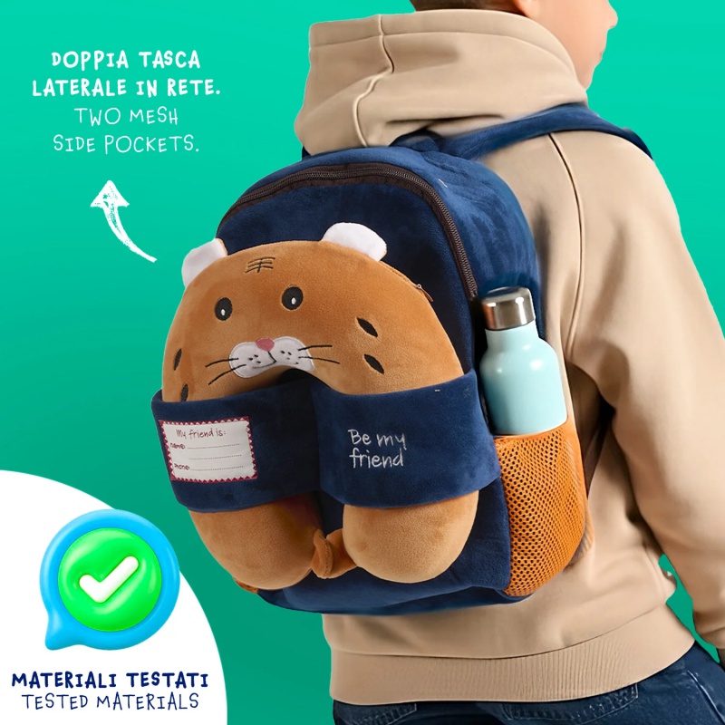 Detský plyšový batoh TIGER s cestovným vankúšikom 31 cm