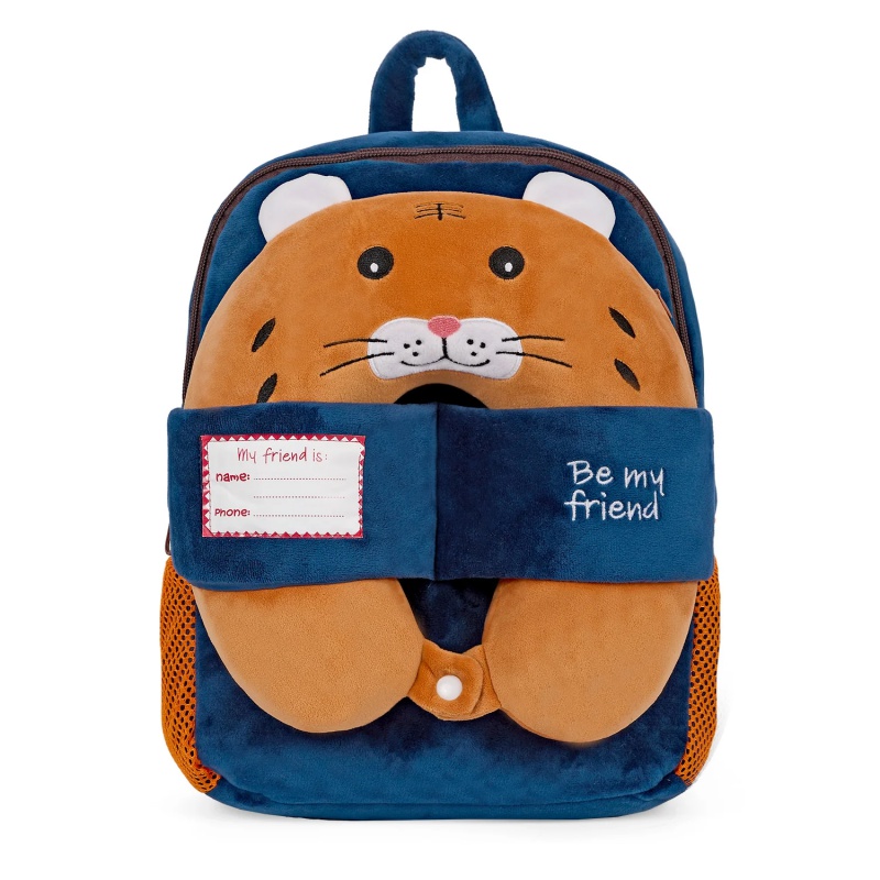 Detský plyšový batoh TIGER s cestovným vankúšikom 31 cm