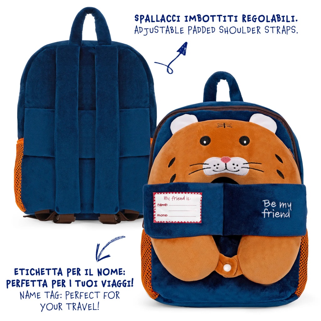 Detský plyšový batoh TIGER s cestovným vankúšikom 31 cm