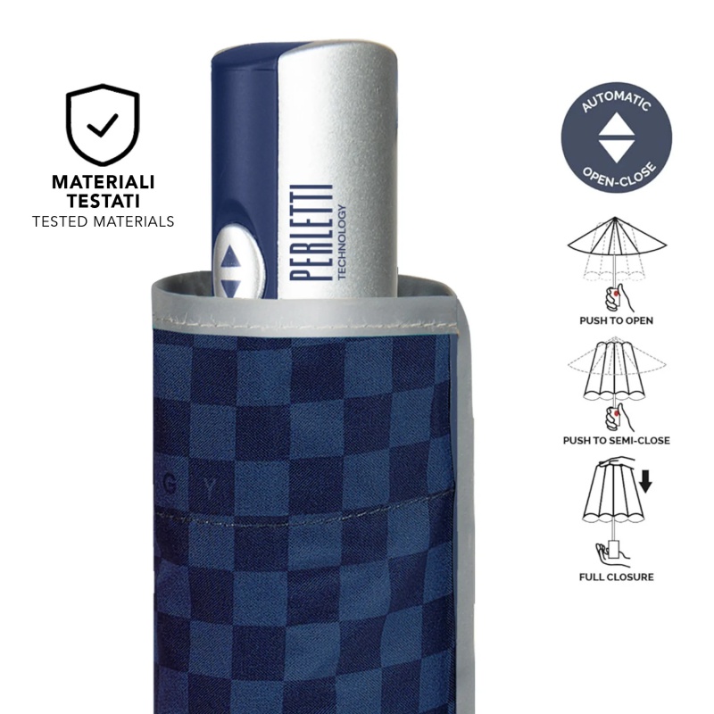 Skládací deštník Perletti Technology Blue reflexní