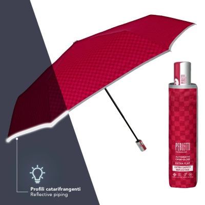 Dámský skladcí deštník Perletti Technology Red reflexní