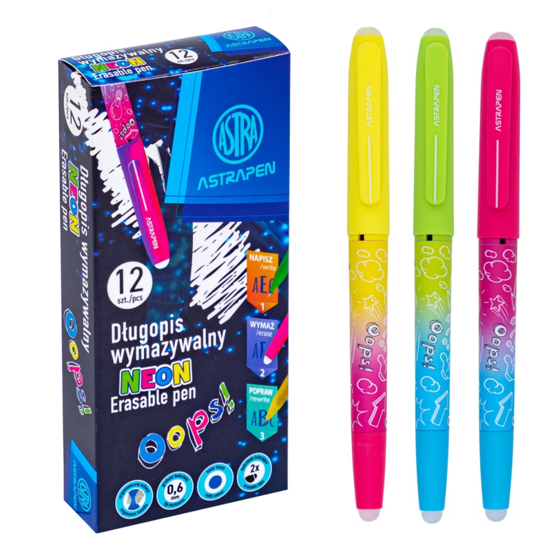 Gumovacie pero Astrapen OOPS! Neon modré 0,6 mm